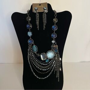 Chico's Elegant Midnight Blue Necklace Set.